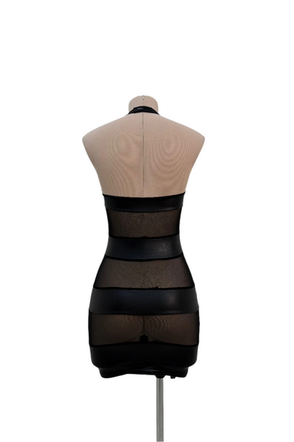 Siren Wet Look Halterneck Back Dress - Eiffel Boudoir