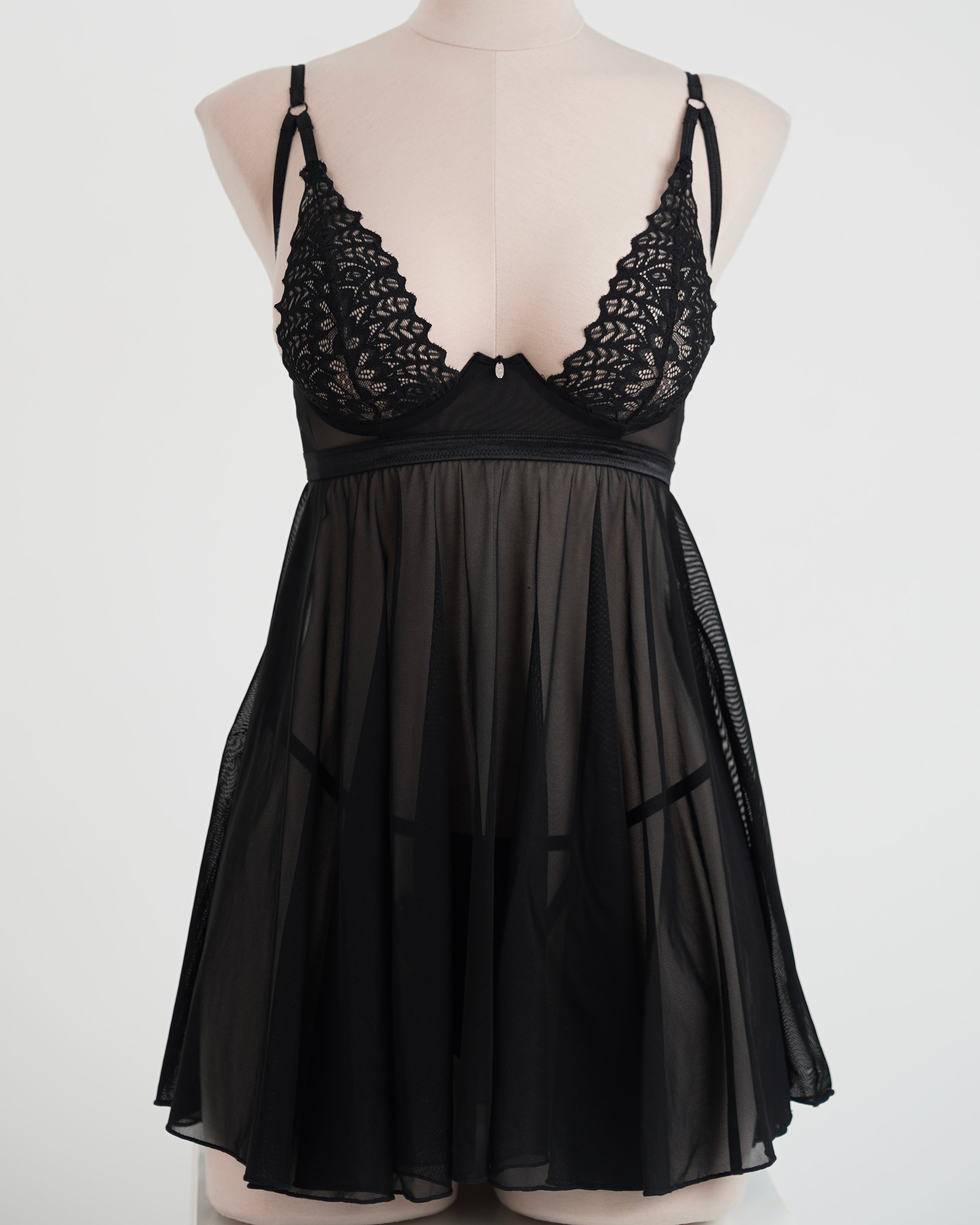 Black Sheer Lace Babydoll