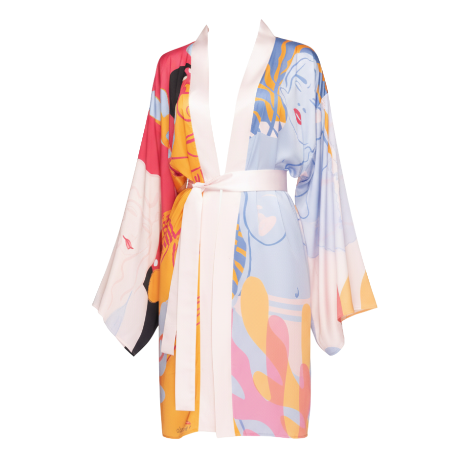 Multicolor Kimono Robe