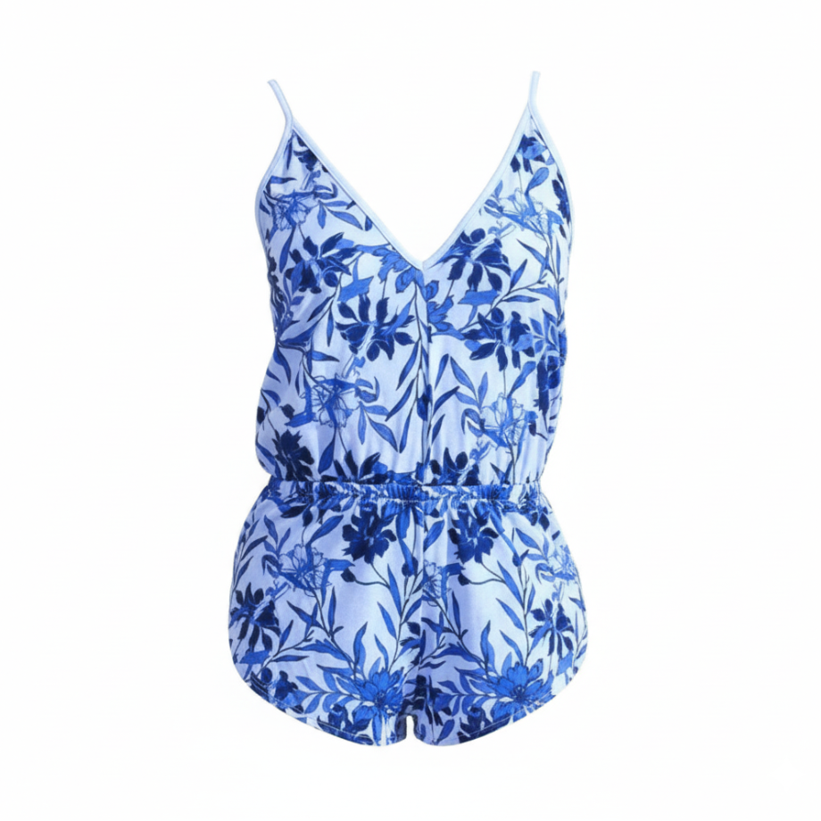 رومبر مزخرف بالزهور الزرقاء