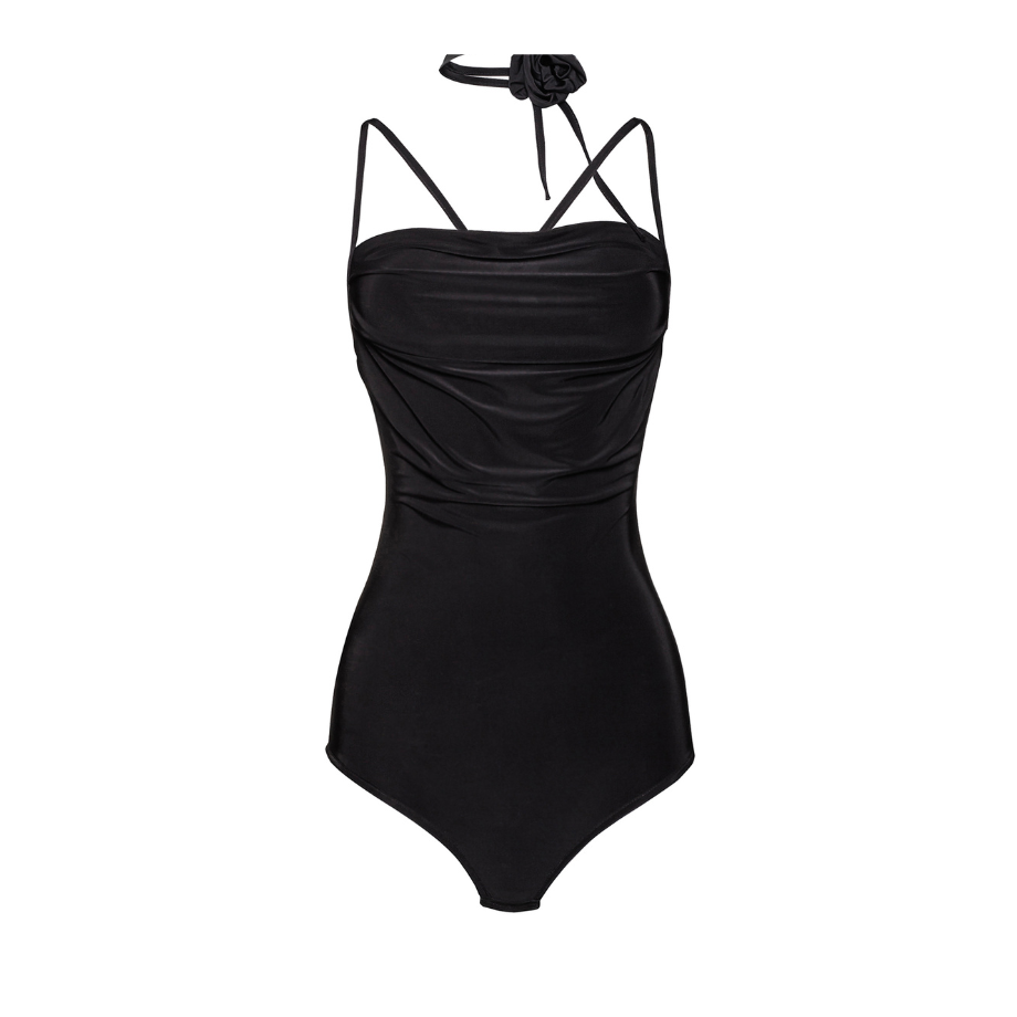 Microfibre Bodysuit with Ruffled Neckline