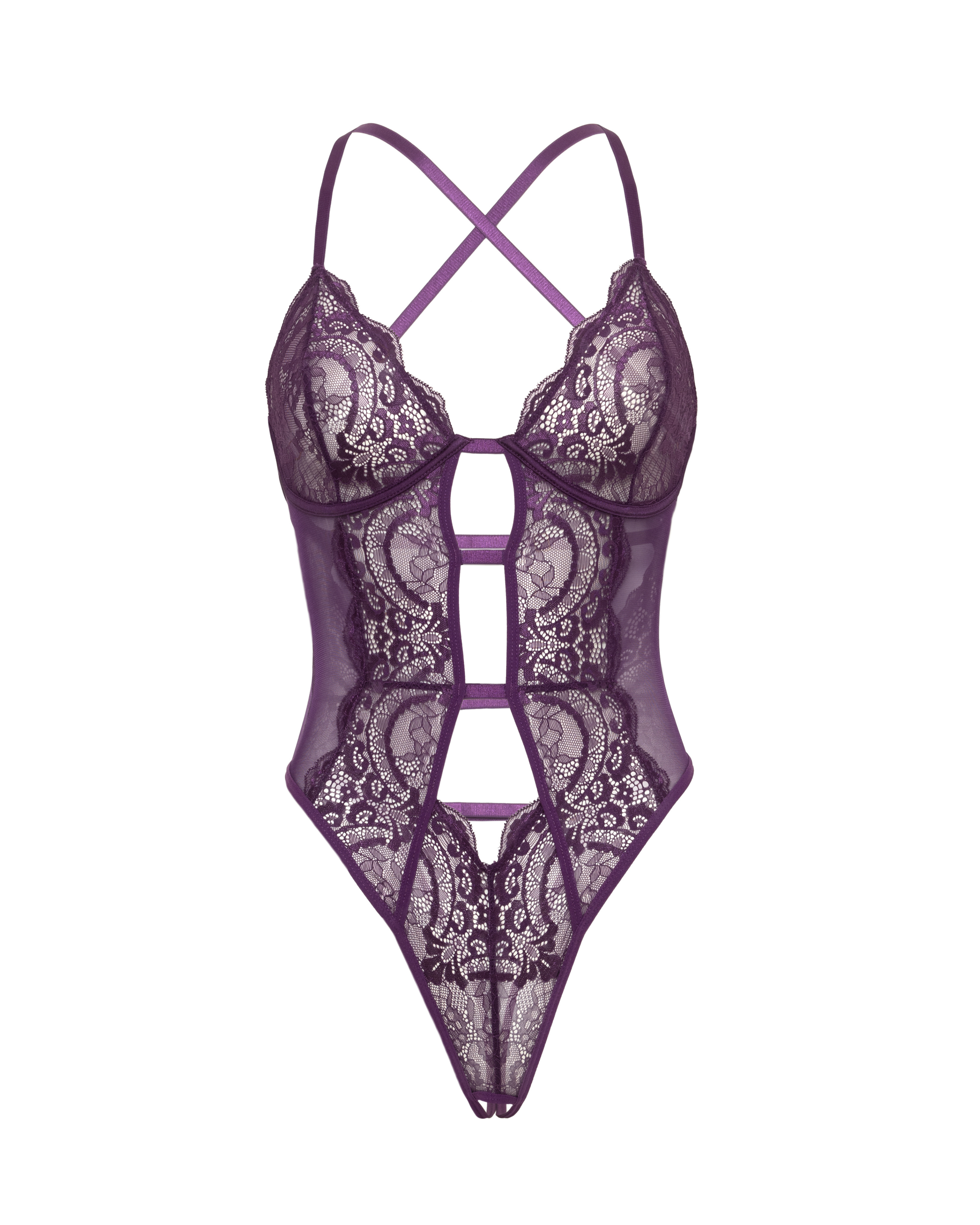 Strappy Floral Lace Teddy