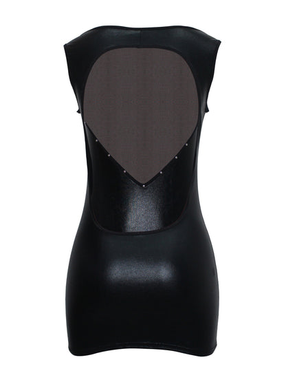 Siren Wet Look Open Back Dress - Eiffel Boudoir
