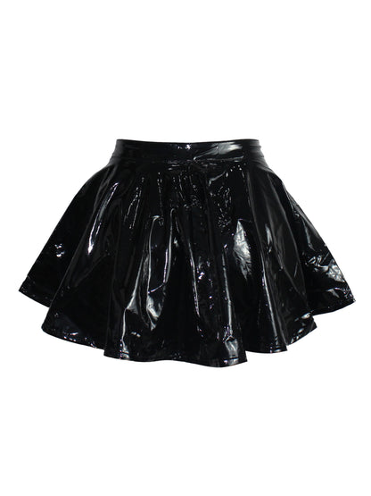 Siren PVC Zip-Up Mini Skater Skirt - Eiffel Boudoir