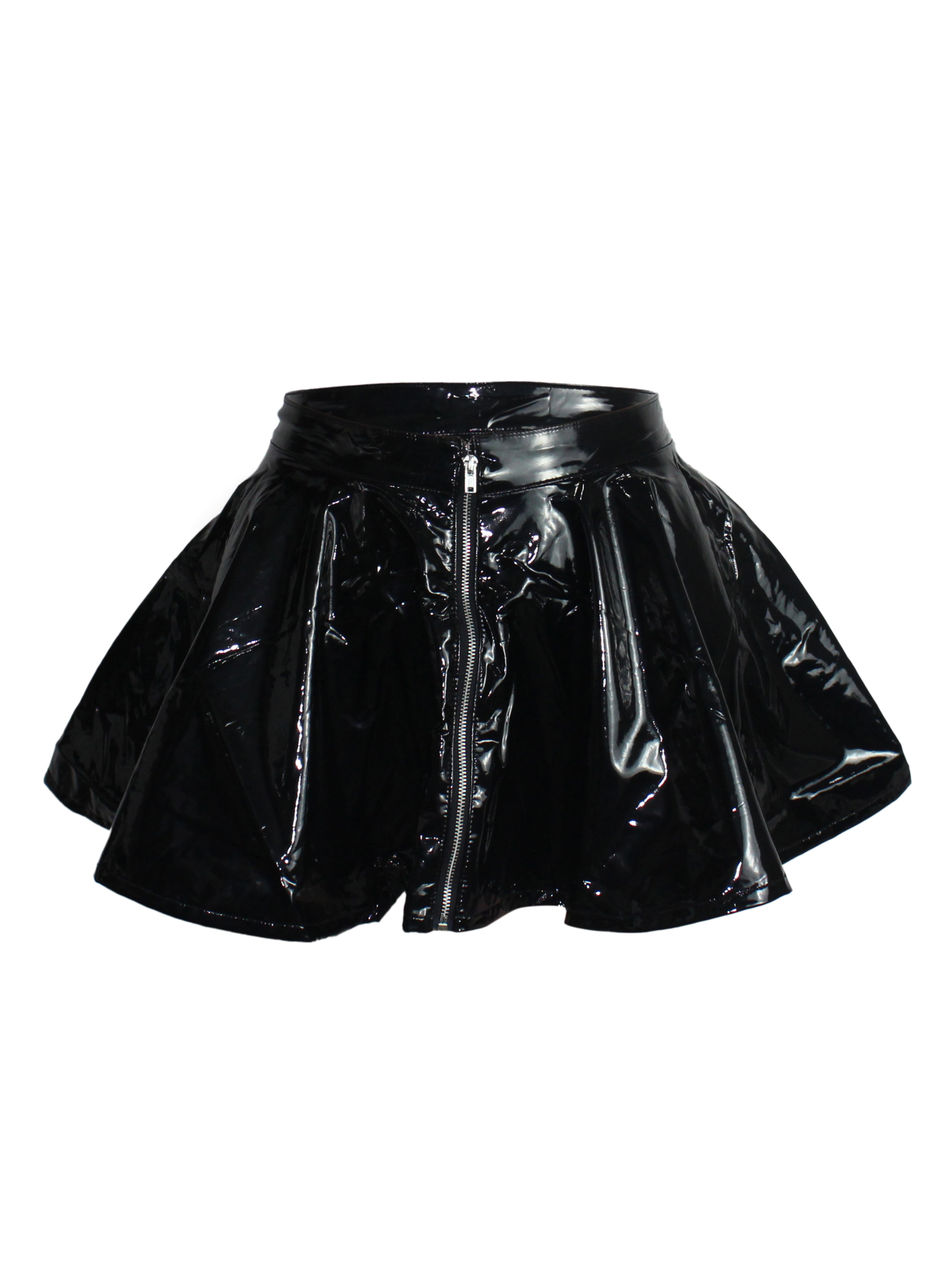 Siren PVC Zip-Up Mini Skater Skirt - Eiffel Boudoir