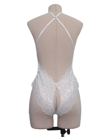 Flirt White Lace Teddy - Eiffel Boudoir