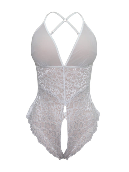 Flirt White Lace Teddy - Eiffel Boudoir