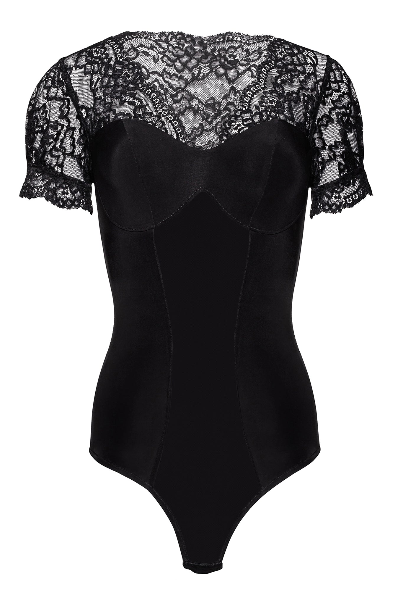 Black Microfibre & Lace Bodysuit