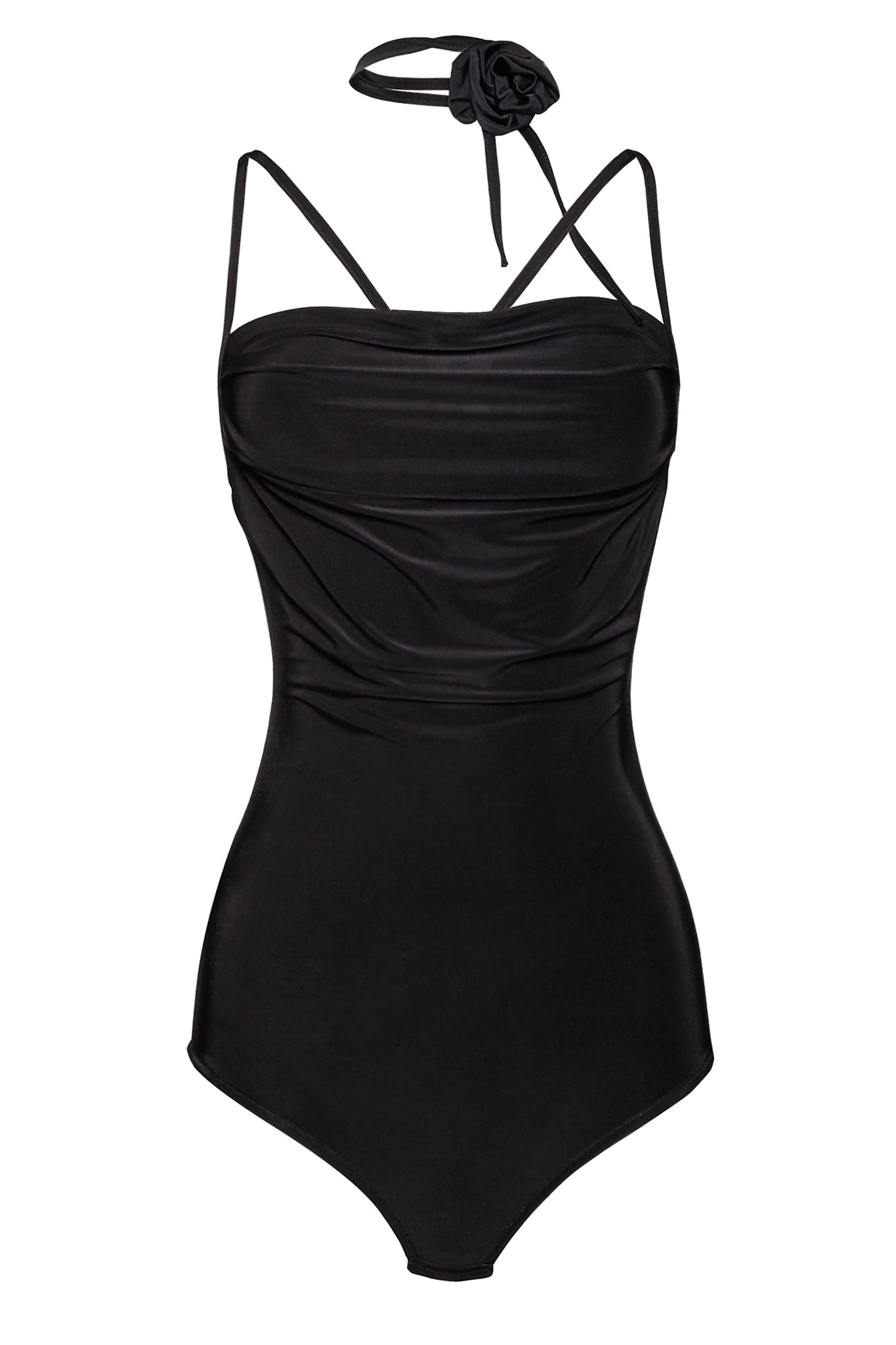 Microfibre Bodysuit with Ruffled Neckline